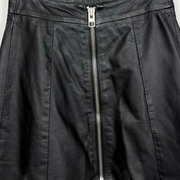 AllSaints Womens Sens Leather A-Line Mini Skirt Full Rear Zip Black Size 2 - Picture 10 of 13